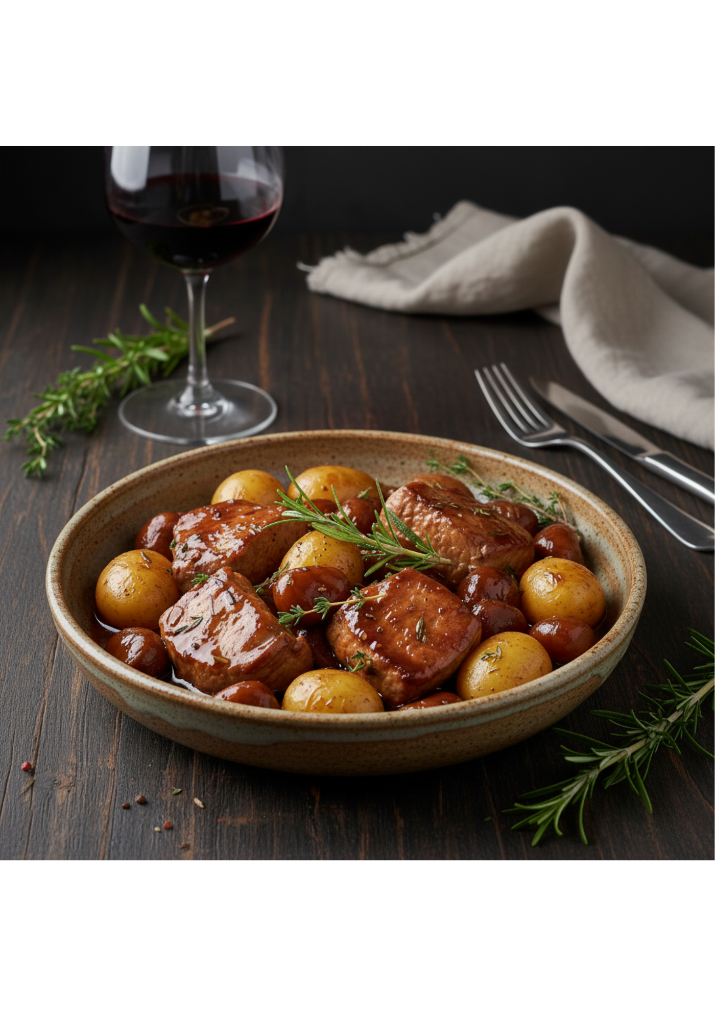 Gourmet Slow-Cooked Pork: A Red Wine and Chestnut Braise Recipe