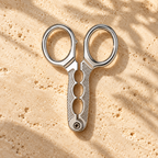 op view of stainless steel nut cracker pliers with oval finger loops and three serrated openings